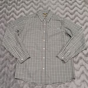 Eddie Bauer Mens Size TM Green Plaid Long Sleeve Button Up Shirt
